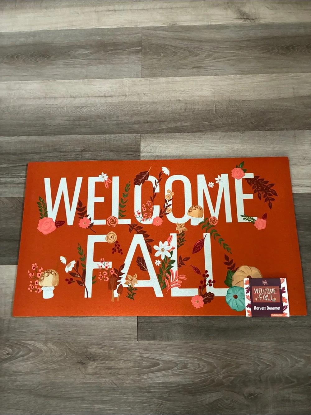 NWT- Welcome Fall- Floral Harvest Doormat w/ Anti Skid Rubber Back 16x28